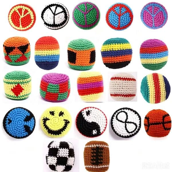 Handmade Hacky Sack Footbag Sets Durable Woven Cotton Beanbag Kick Ball Style Games/Juggling Cool Stress Relief Toys for Kids and Adults Colorful