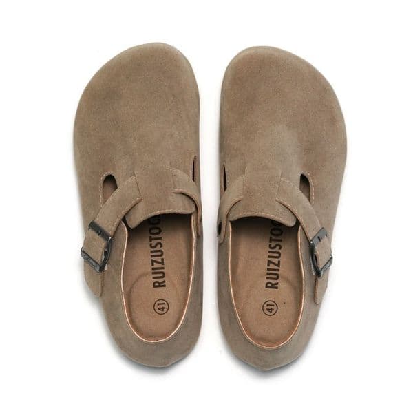 Buckle Suede Casual Shoes Closed Toe Slip On Flat Footwear For Everyday Wear