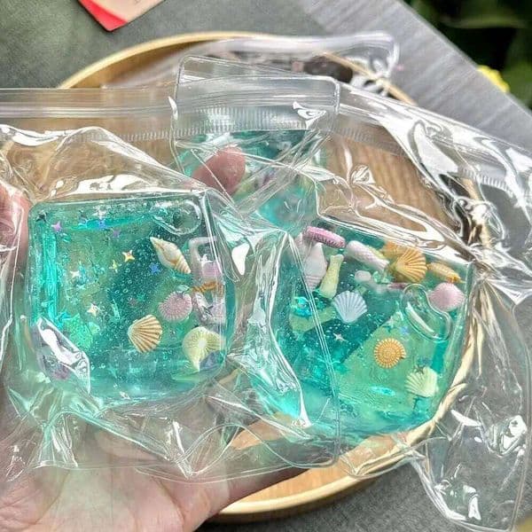 Fidget Super Soft Transparent Star Squishy Balls Cube Maltose Cubes Squeeze Toy Ocean Sensory Stress Anxiety Relief 26L0523