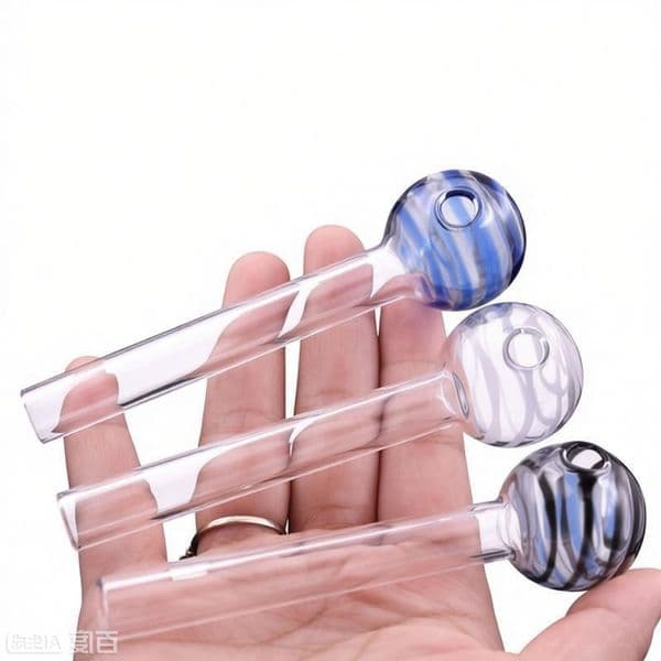Newest Colorful 4Inch Straight Smoking Glass Hand Tube Pipe With 3cm Ball Lollipops Head Smoking Oil Burner Bubbler pipe