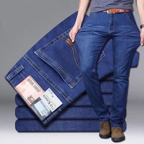 Men Light Stretch Slim Fit Pants Comfortable Soft Business Fashion Straight Casual Denim Trousers Male Clothing 260521
