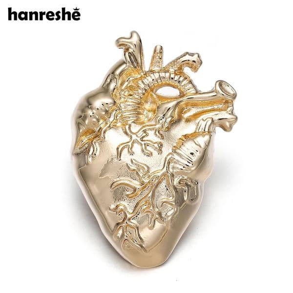 Heart Lapel Pins Metal Shirt Punk Jewelry Gift Cute Physician Medical Pin Badge Gold Color Brooches For Women Accessories 260515
