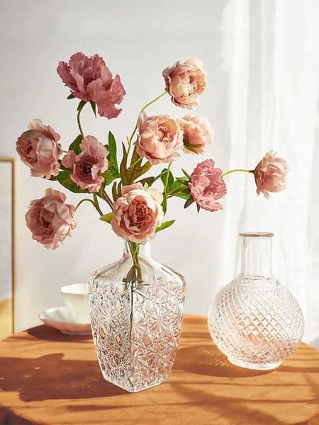 Embossed Glass Vase Hydroponic Arrangement Container Bookcase Desktop Ornament L260521