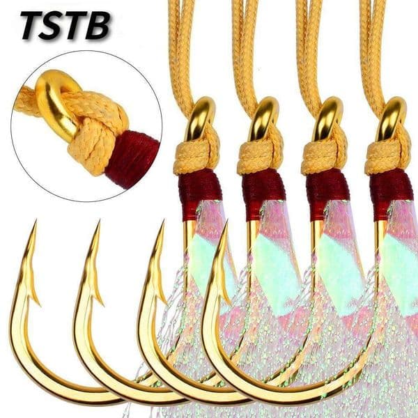 TSTB Barbed tying iron plate for sea fishing, anti-corrosion boat with lure-tying fur single hook fishing gear S260522