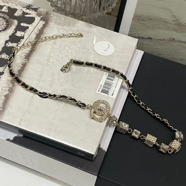Brass Necklace Crystal Rhinestone Pearl Chains Jewellery Designer for Women Choker Chain Wedding Gift Charm Jewelry