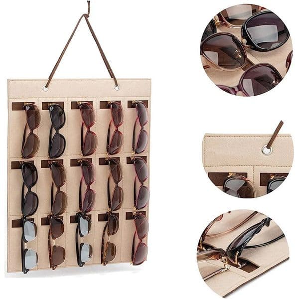1Pc 15 Grids Glasses Organizer Storage Wall Hanging Bag Multifunctional Sunglasses Eyeglass Container Bag Foldable 260522