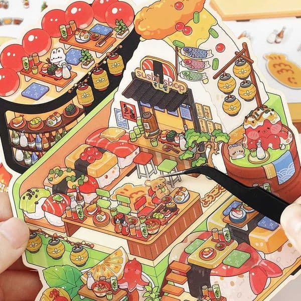 Dessert House 3D Visual Pocket House Scene Stickers Landscape Stickers Stacking and Pasting DIY Stickers Festival Gifts M260522
