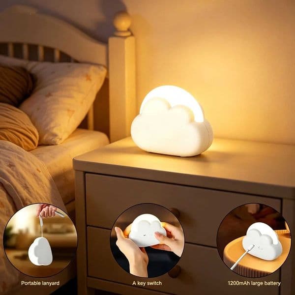 1pc Portable LED Night Light Cloud Shaped Mini Desk Lamp Button Switch Suitable For Bedrooms Study Rooms And Baby Rooms M260522