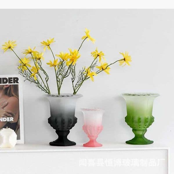 High Footed Glass Vase Desktop Flowers Arrangement Hydroponic Vases Art Vase Ornament Dried Flower Vases Flower Utensil Crafts L260521