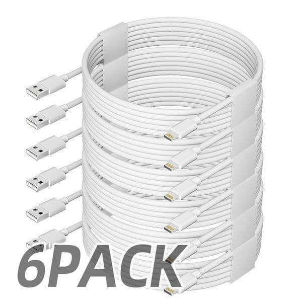 6pcs 6ft USB Lightning Fast Charging Charger Cable Cord Compatible for IPhone ddmythur