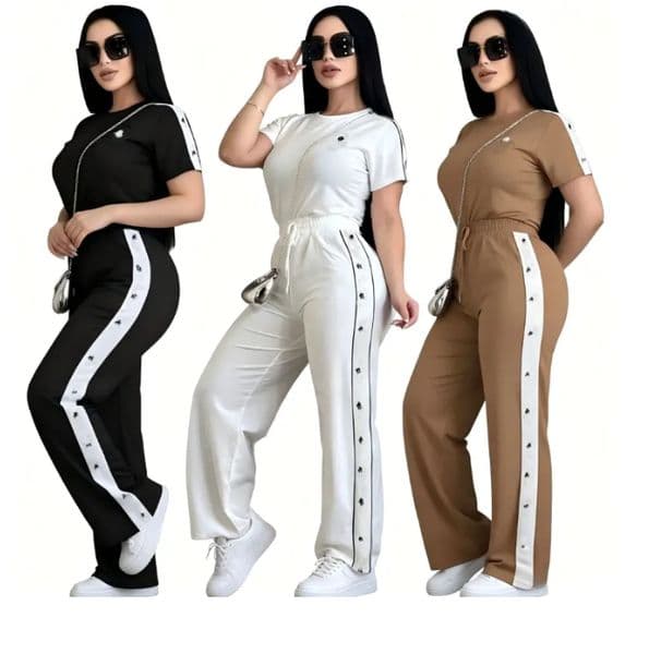 Designer Womens Tracksuits Fashion polo embroidered T-Shirt and Sweatpants Set Casual Short Sleeve High Waisted Wide Leg Pants Two-Piece Sets
