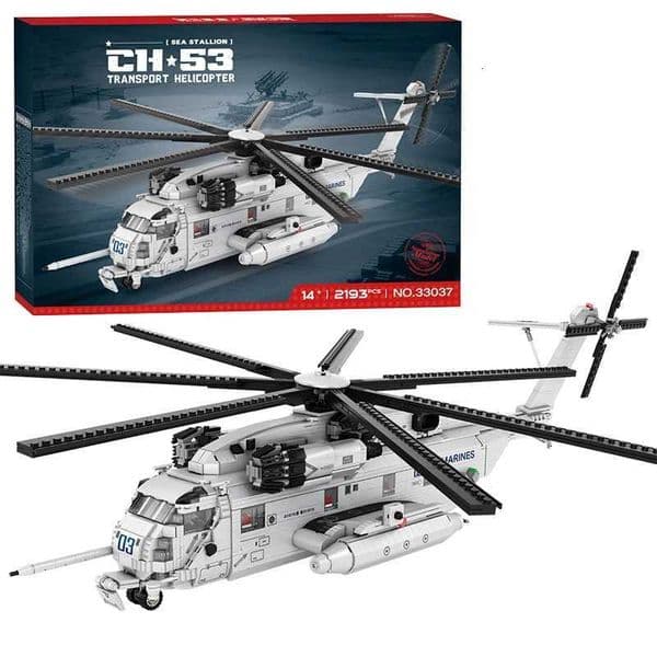 CH-53E Transport Helicopter Building Blocks Army Plane Military Fighter Model Assembly Bricks Desktop Deco Kids Toy Holiday GiftJ260523