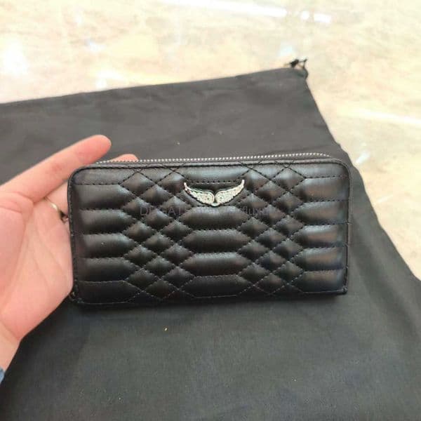 Wallets Rock wings Embroidery Thread Storage Bag Card Holder Wallet Foldable PU Roll Bag Necklace Jewelry Storage Foldable Rhinestone wallet