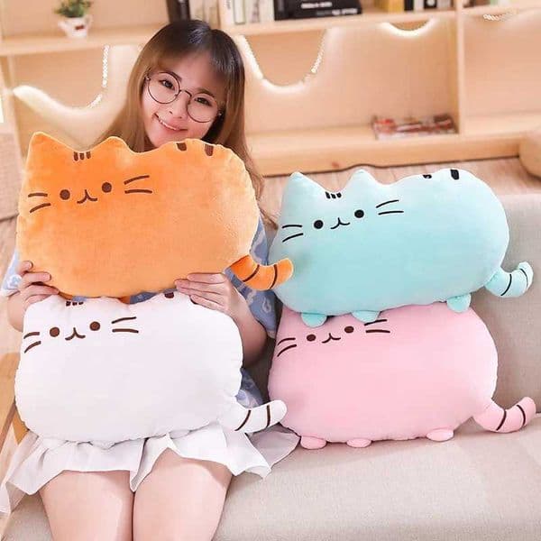 Kawaii Cat plush Pillow kitten Cushion soft Colorful Stuffed Toys gray pink white plush doll houseware gifts for girlfriend L260522