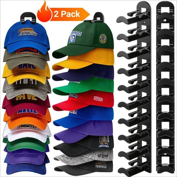 Hat Racks for Baseball Caps Versatile Adhesive or Wall-Drilled Mounting Hat Rack for Wall MultiLayer Hat Storage Durable Plas 260522