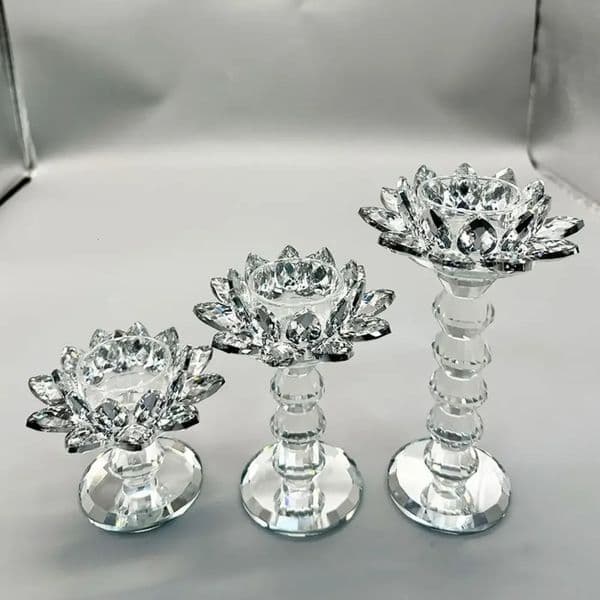 Bright Crystal Lotus Candlestick Durable Elegant Clear Flower Tealight Holders Flat Bottom Anti-slip Glass Candle Stand Party 260521