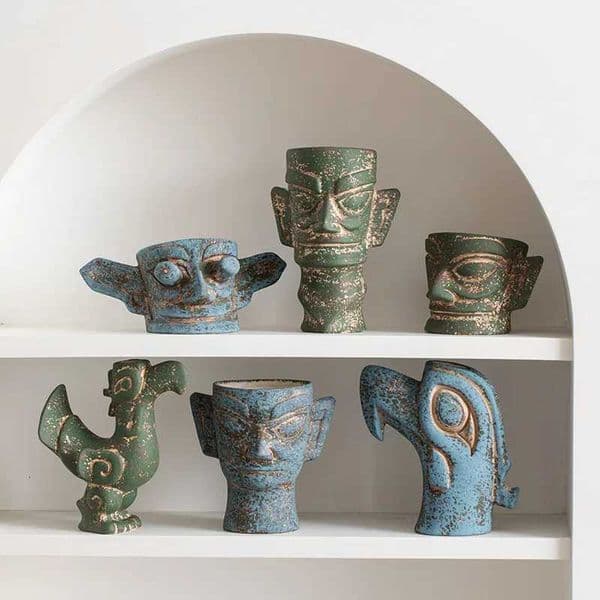 Three-Star Mound Ceramic Vase Imitation Bronze Living Room Entrance Dining Table Floral Decorations Pottery Jar L260521