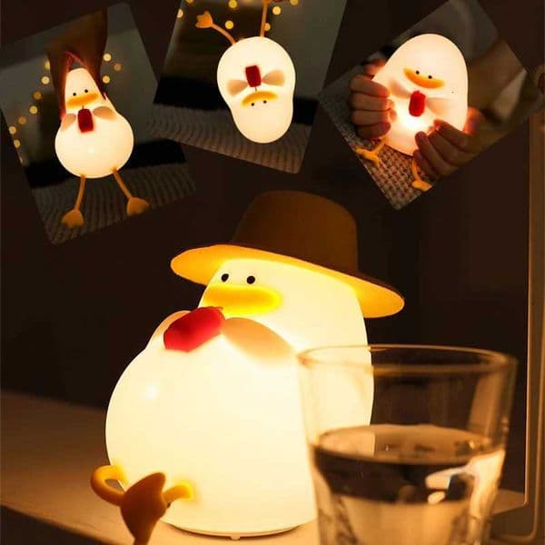 Duck USB Rechargeable Night Light Silicone Lamp Patting Switch Kids Gift Birthday Bedside Gift Living Room Home Decoration NEW M260522