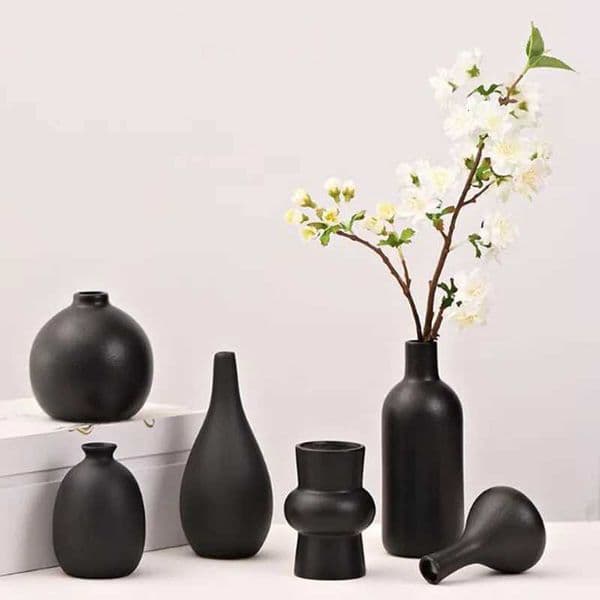 Creative Black Color Porlceain Vase Decoration Living Room Desktop Ornaments Dry Flower Arrangement Pot Home Decor L260521