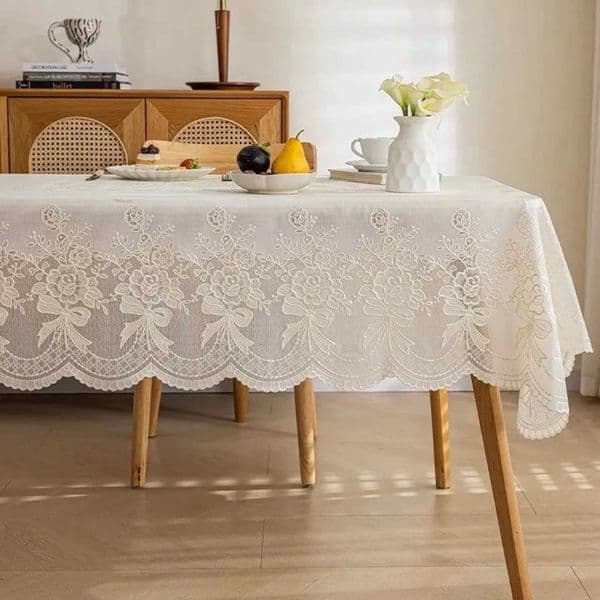 1pc Three Dimensional Lace Printed Tablecloth PVC Material Anti Slip Table Mat Square Household Hanging Edge Dining Desk Cover L260521