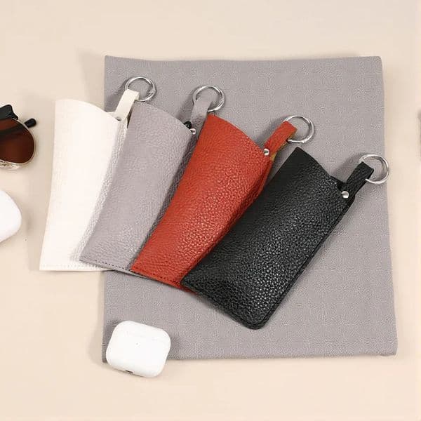 Lychee Pattern Glasses Storage Water Resistant Pu Leather Eyewear Case Portable Glasses Bag Easy To Maintain For Daily Use 260522
