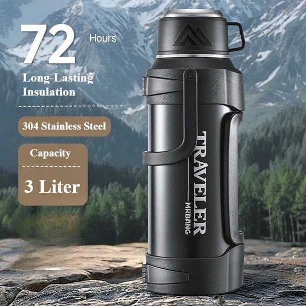 3L Stainless Steel Thermos Bottle 72H Long-Lasting Insulation Large Capacity Travel Flask for Camping Hiking T260520