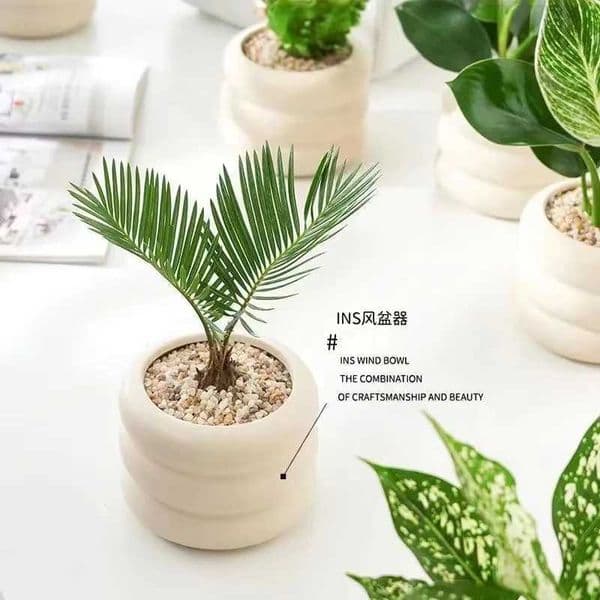 Simple Ceramic Flowerpot Office Desktop Green Plant Flowerpot Wind Silver Small Vase Flower Arrangement Decor Desktop Ornament L2605211