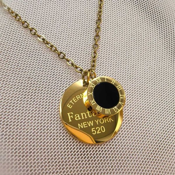 Classic Design Roman Numerals Round Plaque Pendant Titanium Steel Womens Necklace Luxury Jewelry Womens Wholesale Gifts L260523