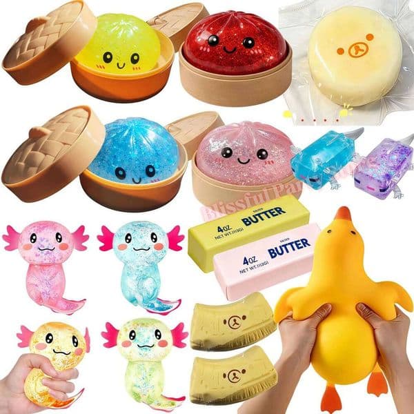 Glitter Dumpling Squishy with Box Dumplings Sensory Squeeze Toy for Stress Relief ASMR Children Adult Birthday Gifts Party Favor 26L0523