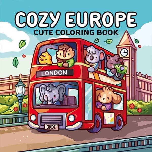 Cozy Europe Cute Coloring Book for Adults - Stress Relief Art Drawing Book Perfect Gift for Party Birthday M26023