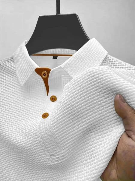 Summer ice silk lapel mens short-sleeved T-shirt mens clothing top Q260523