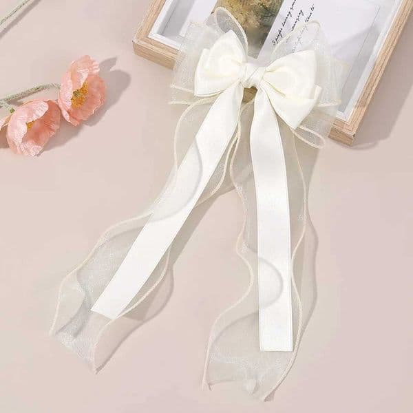 Girls Chiffon Bow Hair Clip Elegant Long Tail Ribbon Hairpins For Children Wedding PromDaily French Headwear Hair Accessories M260522