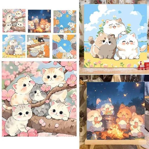 Colorful Painting By Number Kits Cats Lounge Modern Living Room DIY Digital Oil Painting Animals Coloring Handpaint Home Decor M26023