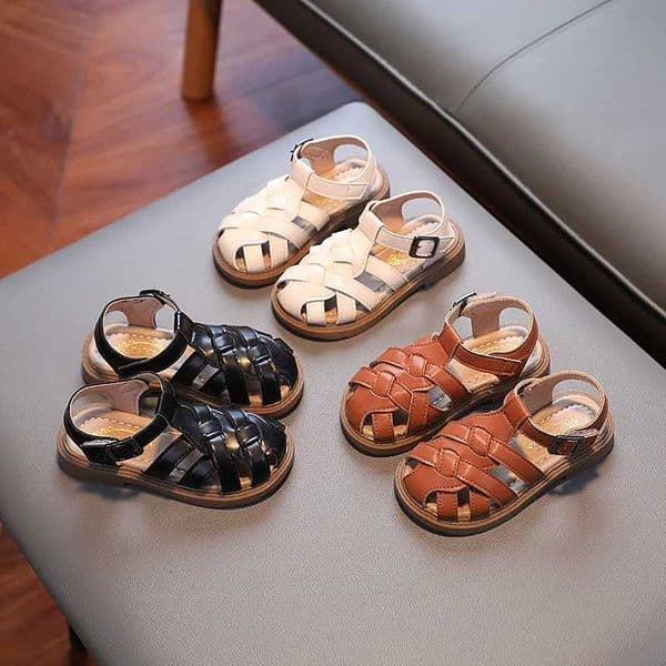2026 Children Sandals Girls Fashion Rome Braid Geniune Leather Sandals Anti slip soft bottom Summer Shoes Size 21-30 C260522