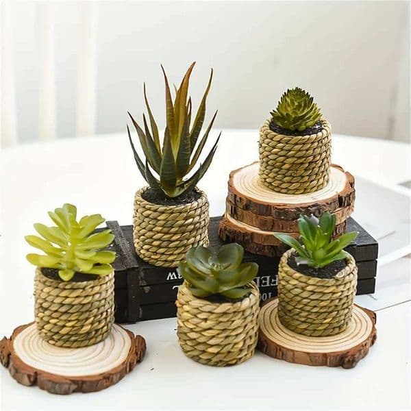5pcs Set of Artificial Potted Plants Artificial Aloe Vera Fake Succulents Plastic Flower Pots for Home Kitchen Desk Wedding L260522
