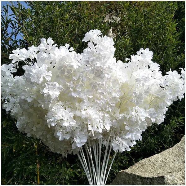 107CM Silk Hydrangea White Branch Snow All Over The Sky DIY Artificial Cherry Home Party Decoration Wedding Arch Decoration L260522