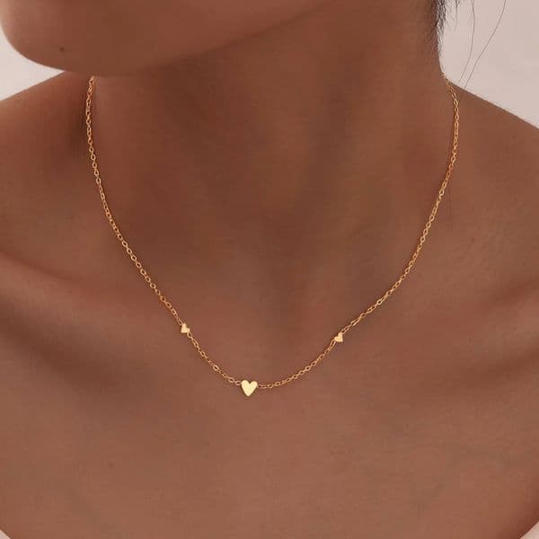 Comfortable 316L Stainless Steel Mini Heart Clavicle Choker Women Chain Necklace Simple Jewelry