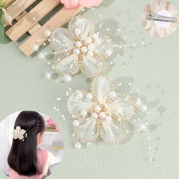 2Pcs Chiffon Floral Hairpins Sweet Flower Coral Fairies Hair Clip Princess Barrettes For Girl Kids Women Accessories Headwear M260522