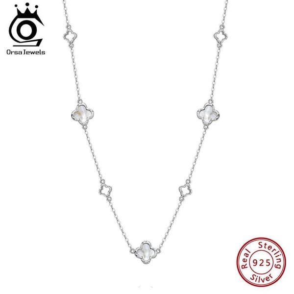 ORSA JEWELS Hollow Clover Luxury Chain Necklace Banquet Party Gift 925 Silver Four Flowers Clover Neck Jewelry Accessories GMN61 Q260523