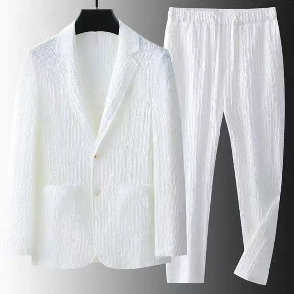 Mens Summer Suit 2 Piece Lightweight Linen Blazer Slim Blazer Jacket Pants Casual Business Thin Clothing Breathable Set 260519