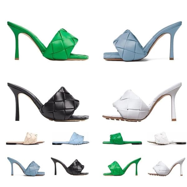 Lido Luxury Womens Sandals Designer Summer Bowknot Flat Slippers Slides Square High Heels Mules Ladies Padded Leather Dress Shoes Women Scarpe Wedding Heel