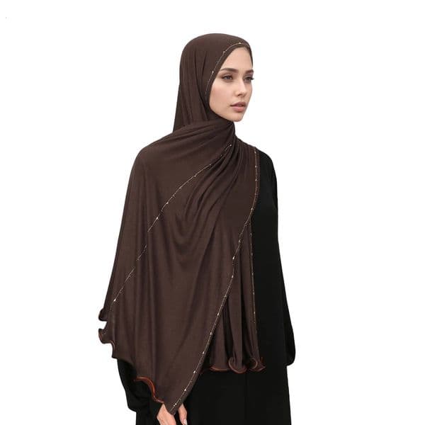 Muslim Jersey Hijab Scarf Shimmer Edge Headscarf Women Premium Cotton Jersey Shawl y n Turban Plain Wraps 260521