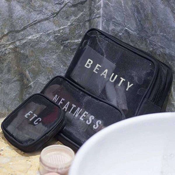 Miniature makeup small size portable net fabric large capacity cosmetic - storage bag