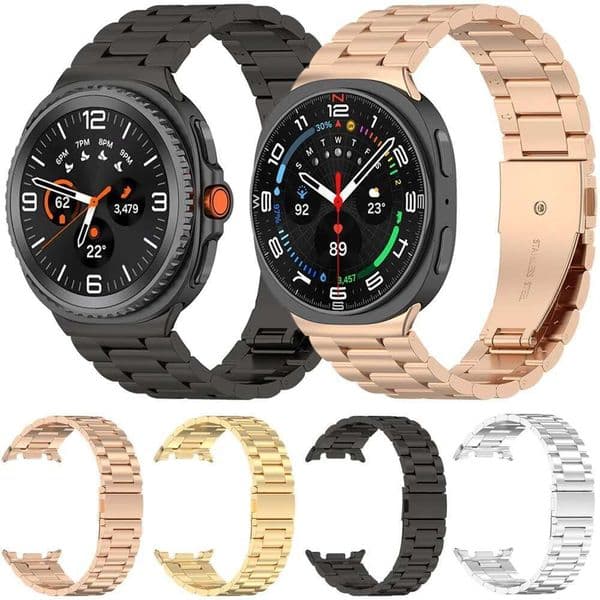 for Samsung Galaxy Watch 8/8Classic three-bead slim waist stainless steel metal watch strap