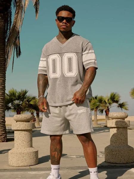 American 00 shirt T-shirt mens sports fitness quick drying breathable large mesh print short sleeve v neck t 260520