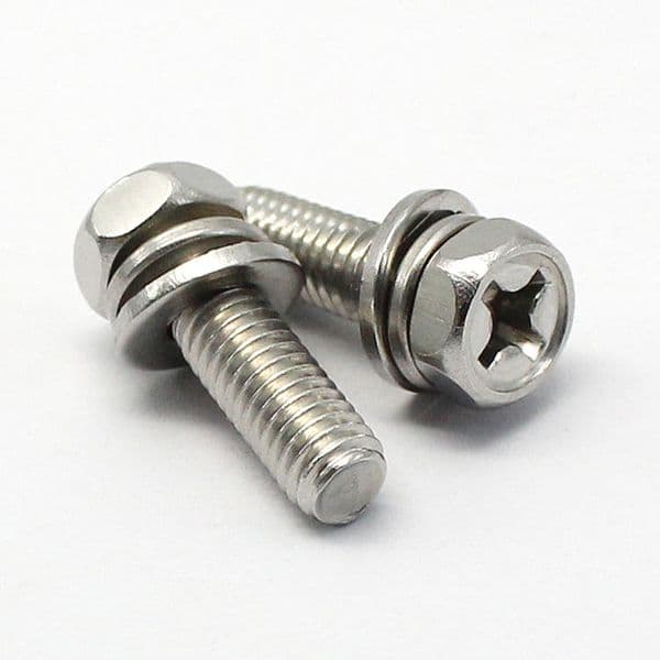 Wholesale 304 Stainless Steel Cross Recessed Hex Combination Screw - Phillips Drive Bolt with Spring & Flat Washer, Assorted Sizes M3-M8