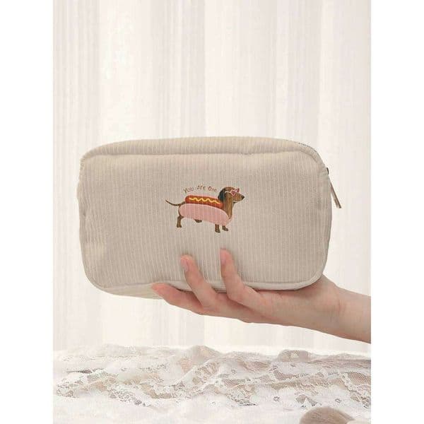 Hot dog and Dachshund pattern large-capacity travel toiletries bag, ladies' cosmetic storage bag