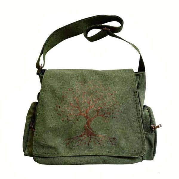 Vintage Women's Shoulder Laptop Canvas Messenger Crossbody Bag Tree Print Large Capacity