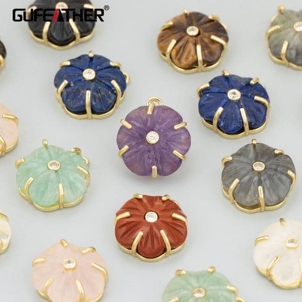 GUFEATHER1pcs/lotMH70jewelry accessories14k gold platedcoppernatural stonehand madecharmsdiy pendantsjewelry making 260519