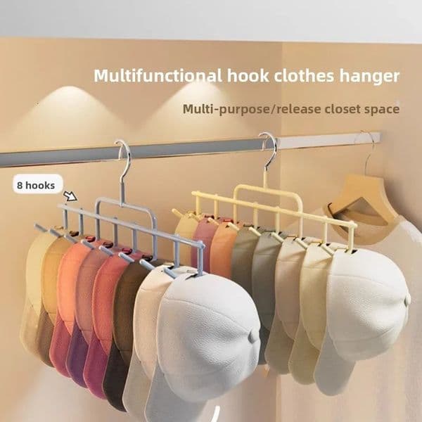 Storage Hat Hanger 8 Hats Display Rack Baseball Cap Organizer Scarf Towel Tie Storage Holder for Closet Bedroom Saving Space 260522